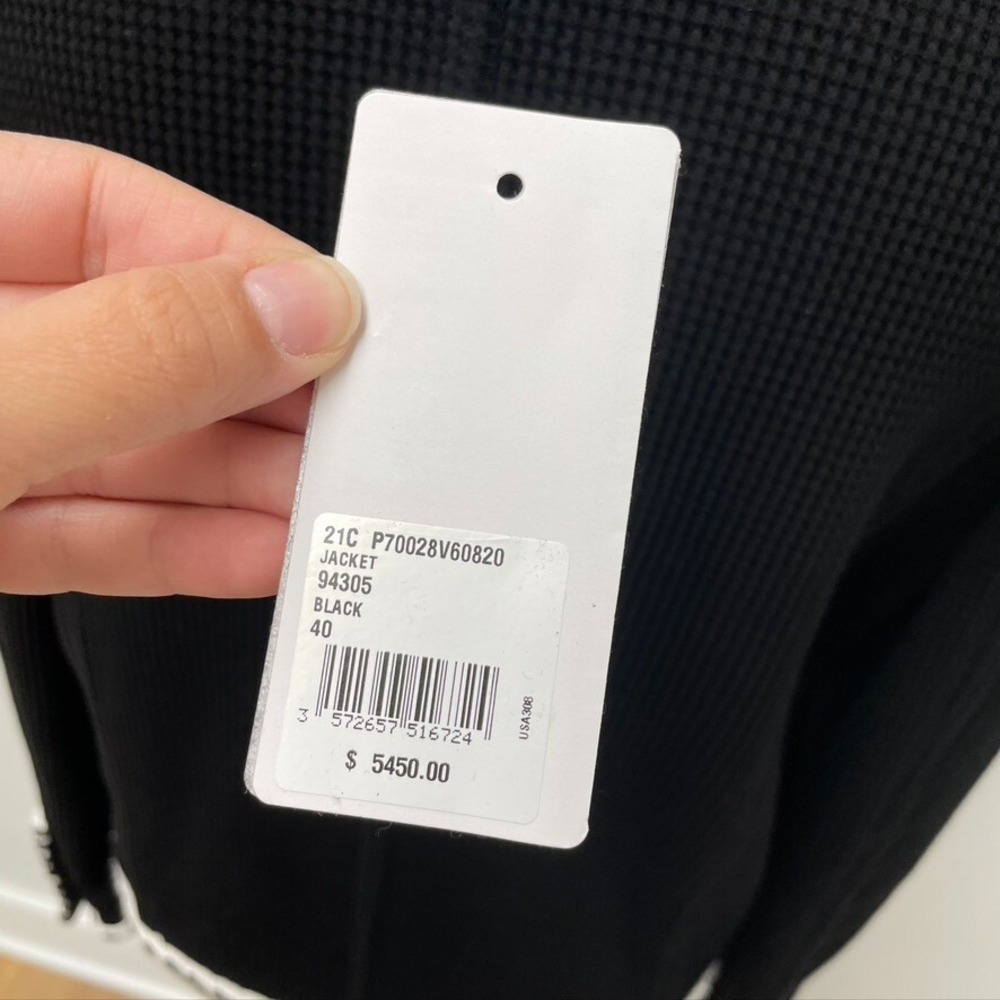 Chanel Waffle Knit Jacket Womens 40 8 Black Button Old Money Luxury Designer - Picture 11 of 16